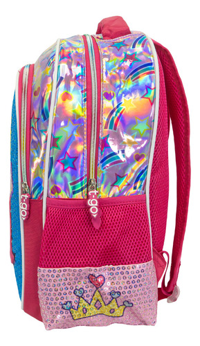 Mochila T-go Escolar Infantil Unicornio De Peluche Color Fucsia 16 Pulgadas Para Nena Niñas Primaria
