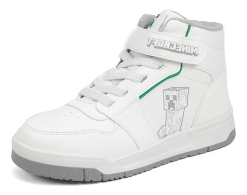 Tenis Botin Para Niño Cómodo Minecraft Creeper Mi5261 Blanco