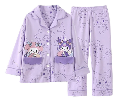 Lindo Conjunto De Pijama Sanrio Kuromi Para Niñas