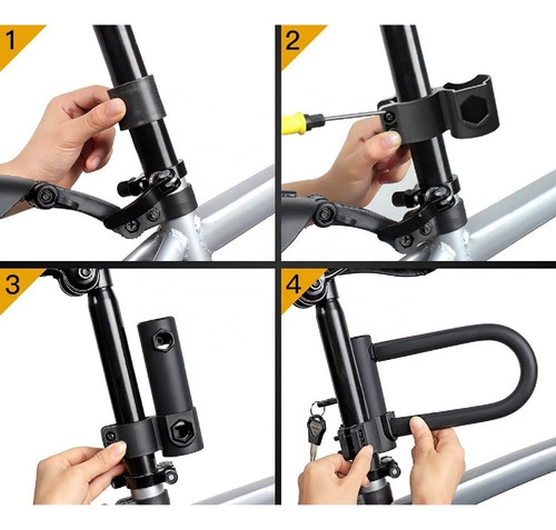 Imagen 7 de 10 de Candado Bicicleta Traba U Irrompible Seguridad