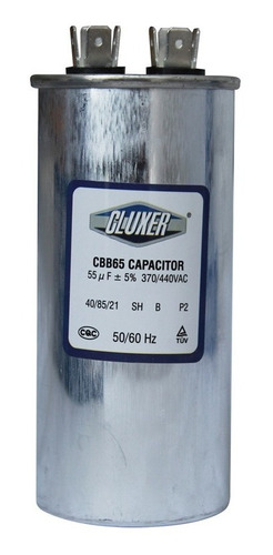 Capacitor De Trabajo 55mf +-5%, 440-370vac, 50/60hz, Cluxer