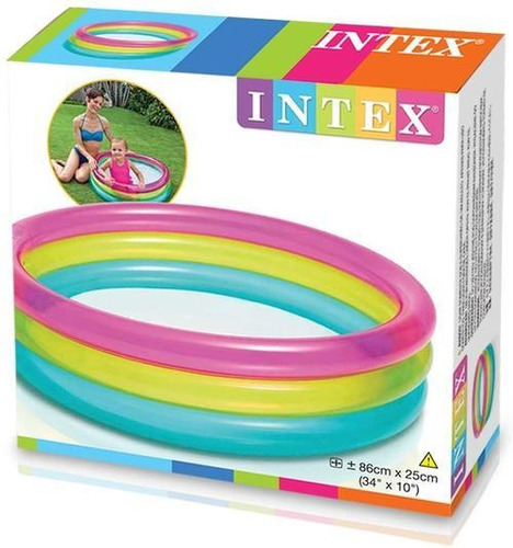 Piscina Inflable De Aros Multicolores Marca Intex 86 X 25 Cm