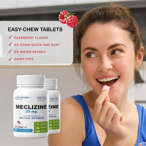 Antiemético Meclizina 25 Mg 200 Tabletas Masticables Alivio