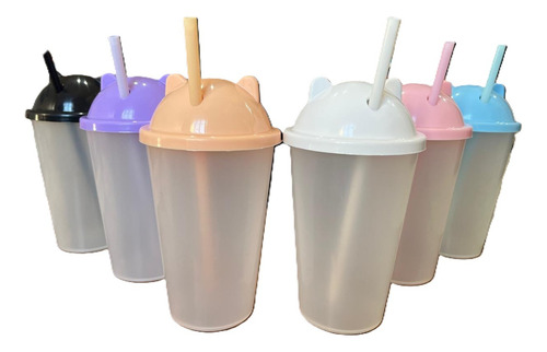Vaso Plastico Traslucido Tapa Orejita 500cc Souvenirs X30und Surtidos