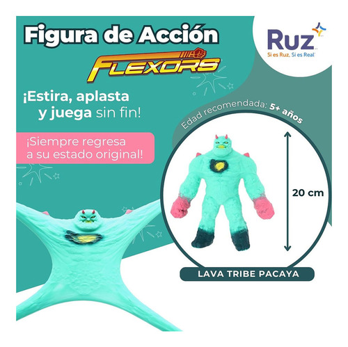 Figura Estirable Ruz Flexors Lava Tribe Reloaded 20 Cm Azul