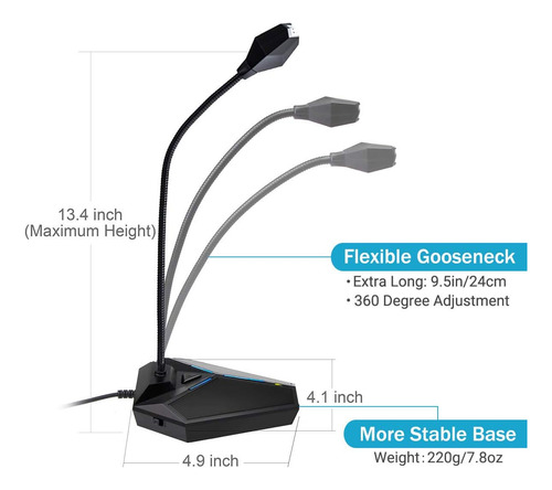 Cmteck Micrófono Usb Para Ordenador, Plug &play Omnidis...