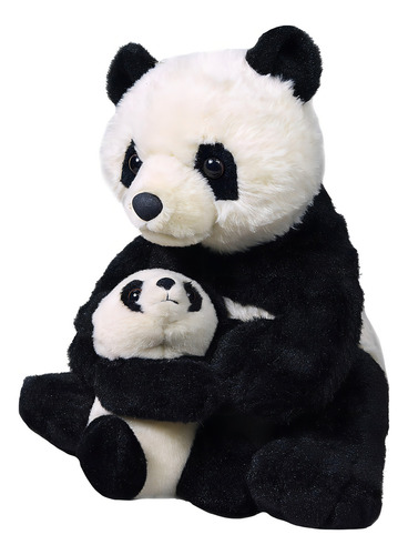 Wild Republic Mamá Y Bebé Panda De Peluche, Animal De Pel. Color Negro