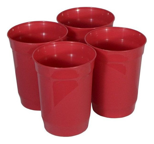 Kit 4 Copo Plástico 330ml Giplás Freezer Microondas Vermelho