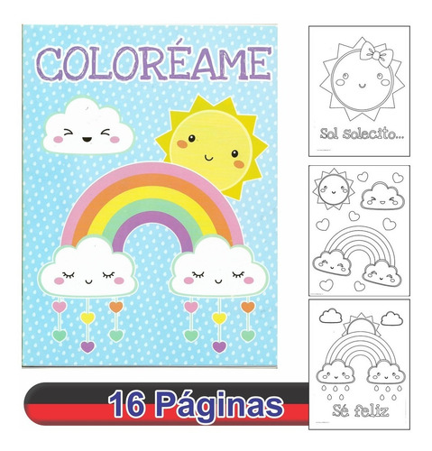 Cuaderno Para Colorear Sol Y Nubes - Pinguscolor - Color Agua