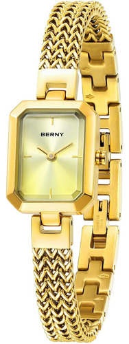 Berny Reloj Dorado Para Mujer, Fácil Cambio De Tamaño, Reloj