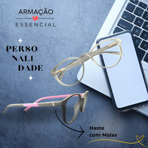 Armações Óculos Para Grau Redondo Retrô Kit 2 Unid