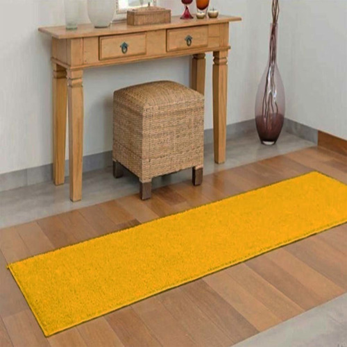 Tapete Para Sala Quarto Passadeira 66 X 230 Amarelo Canario Desenho Do Tecido Geométrico