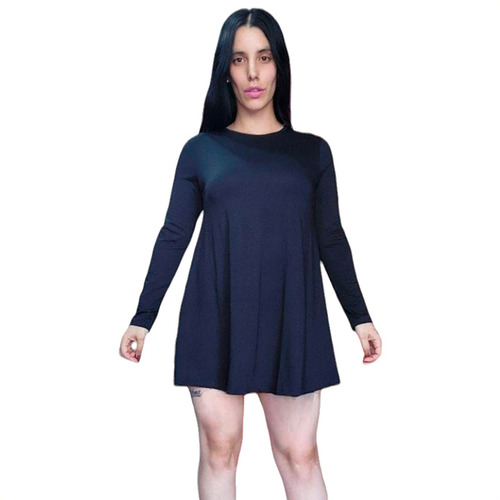 Vestido Amplio Bobo De Mujer Manga Larga Modal C Lycra Full