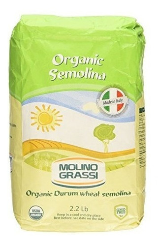 Molino Grassi Usda Organic Sémola De Trigo Duro Harina, 2.2 