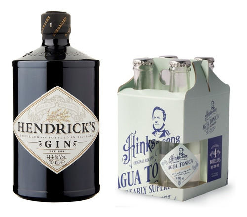 Gin Hendrick's Dry 700 Ml + Agua Tónica Hinks X 4 Unidades