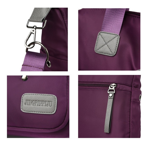 Imagen 6 de 9 de Bolso De Hombro De Nailon Con Múltiples Bolsillos P/mujer
