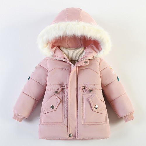 Jaqueta Infantil, Casaco Para Meninas, Engrossado, Com Capuz