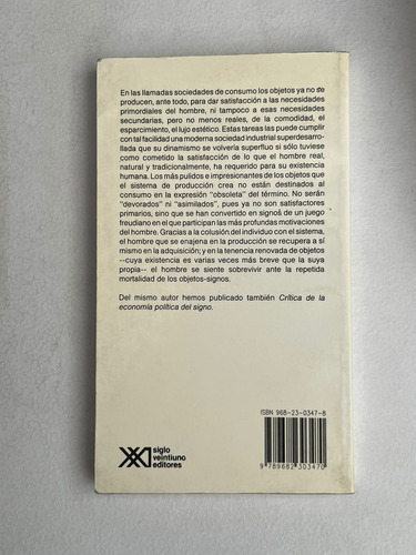 El Sistema De Los Objetos Jean Baudrillard (ed..siglo Xxi)