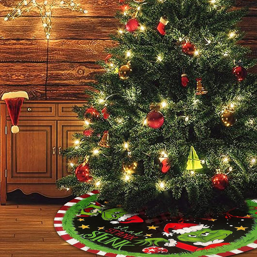 Falda De Árbol De Navidad Grinch Con Cuello De Árbol De Navi