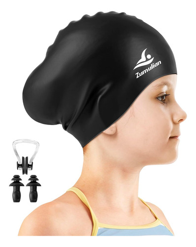 Gorro Para Natación Zumulian Negro, Talle Unico, 23.5 Cm