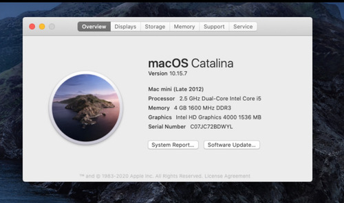 Mac Mini 2012 I5 4gb Ram 500gb Hdd (Usado)