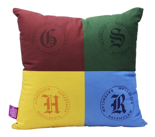 Almofada Criativa 40x40 Veludo Harry Potter Casas Hogwarts