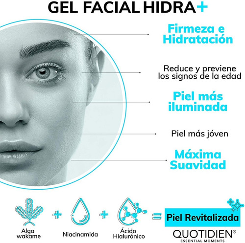 Imagen 4 de 9 de Gel Facial Hidratante Con Ácido Hialurónico + Niacinamida
