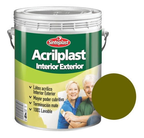 Pintura Látex Acrilplast Interior/exterior 20 Lt Colores Acabado Mate Color Marrón africano