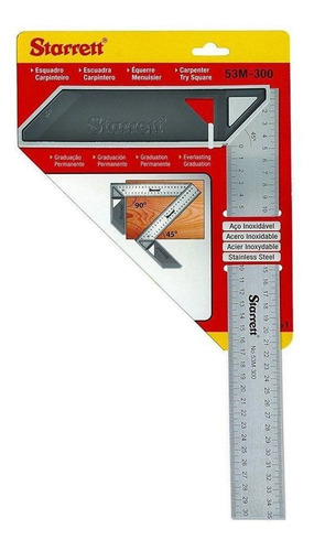 Esquadro 12  300 Mm Cabo De Alumínio Starrett - K53m-300-s