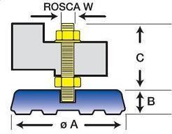Pata Antivibratoria Goma Diametro 100mm X Rosca 1/2