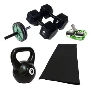 Kit Entrenamiento, Colcho Rusa8kg Mancuernas5kg Rueda Y Soga