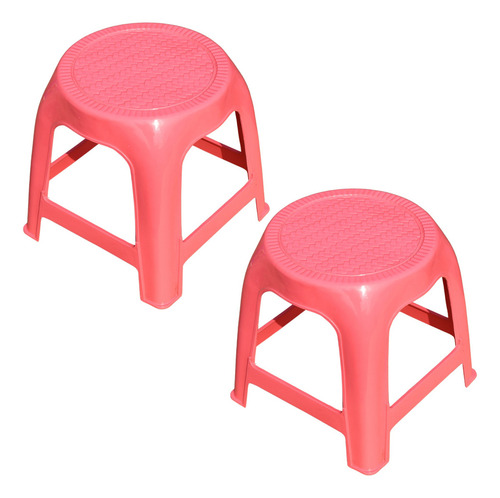 2 Bancos Banquito Plástico Infantil Pequeño Multiusos Color Rosa Chicle