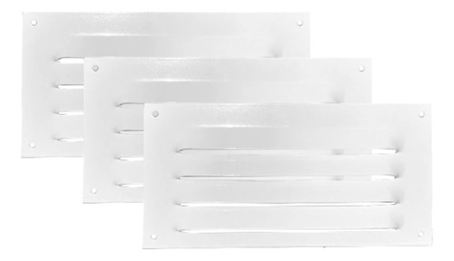 Kit 3 Grades Ventilação Alumínio Branca 20x10cm C/ Tela Itc