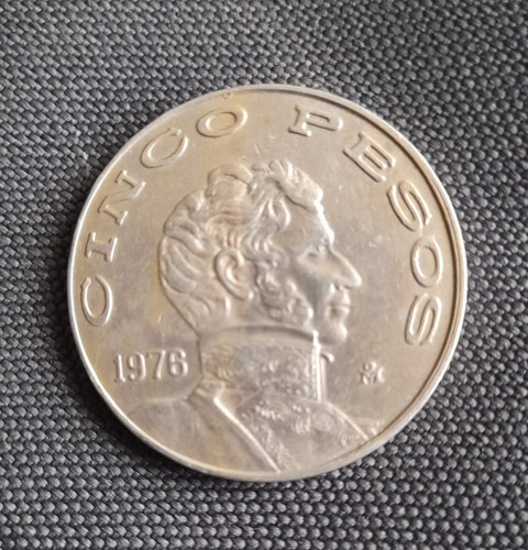 Moneda 5 Pesos Vicente Guerrero México 1976
