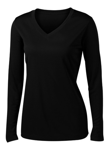 Playera Sport Premium Cuello V Deportiva Manga Larga Mujer