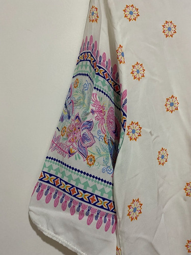 Blusa Túnica De Algodón Y Poliester Estampada Con Lazo Sami