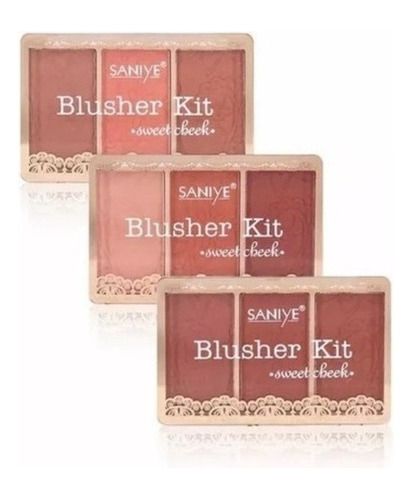 Pack 3 Paleta Rubor Kit Blusher Larga Duración Maquillaje