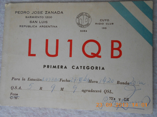Postal Y Sello Postal Radio Aficionado De San Luis 1948