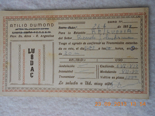 Postal Y Sello Postal Radio Aficionado De Saenz Peña 1958