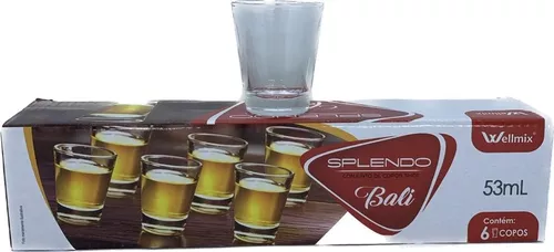 Jogo De Copo Vidro Shot 53ml 6 Peças Bali