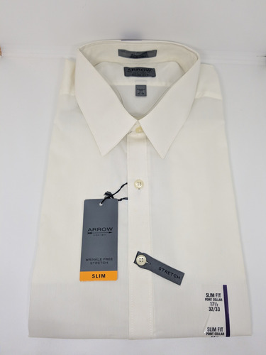 * Camisa Hombre Talla 17 1/2 32/33 Arrow Slim Fit Crema