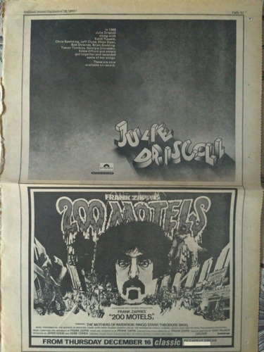 Frank Zappa 200 Motels (propaganda Rolling Stone 23/12/71)
