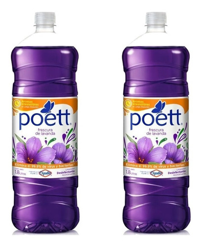 Limpia Pisos Desinfectante Lavanda Poett 1,8lt Pack X2u 