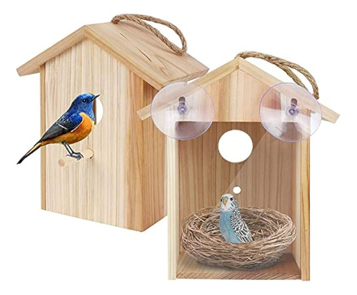 Colorfullavie Window Bird House Con Fuerte Ventosa Y Cordón 