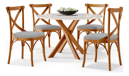 Kit 4 Cadeiras Sala Jantar Living Estofada Ávila Suede Cinza