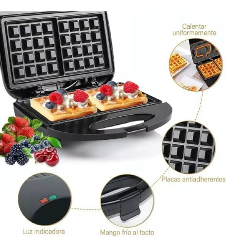 Boma Waflera Electrica Fácil De Limpiar Para 2 Wafles 750w Negro