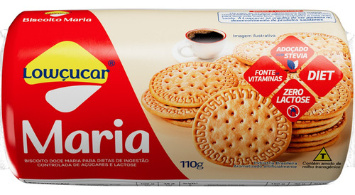 Biscoito Maria Lowçucar Zero Lactose Diet 110g Kit Com 12