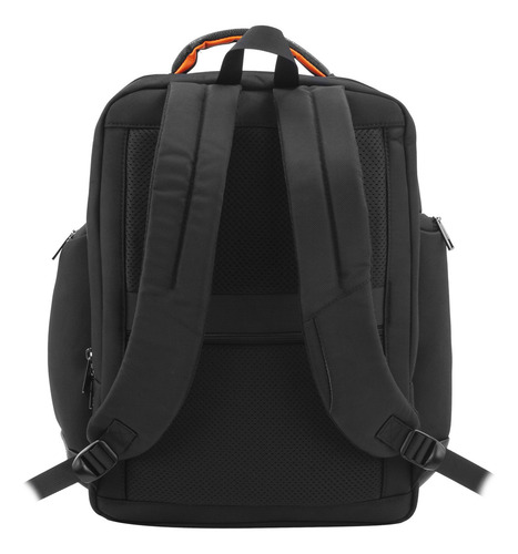 Mochila Porta Notebook Crossover Zia Poliéster Negro Diseño de la tela Liso
