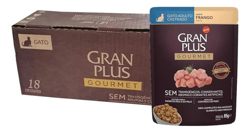 Gran Plus Gourmet Sachê Gato Ad Salmão, Frang, Ovelha 54x85g