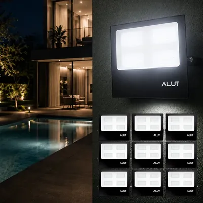 Kit 10 Refletor Led Slim Externo 200w 6500k Branco Frio Ip66 110v/220v Bivolt Preto Cod: ALUT000702-10 Alut By Avant